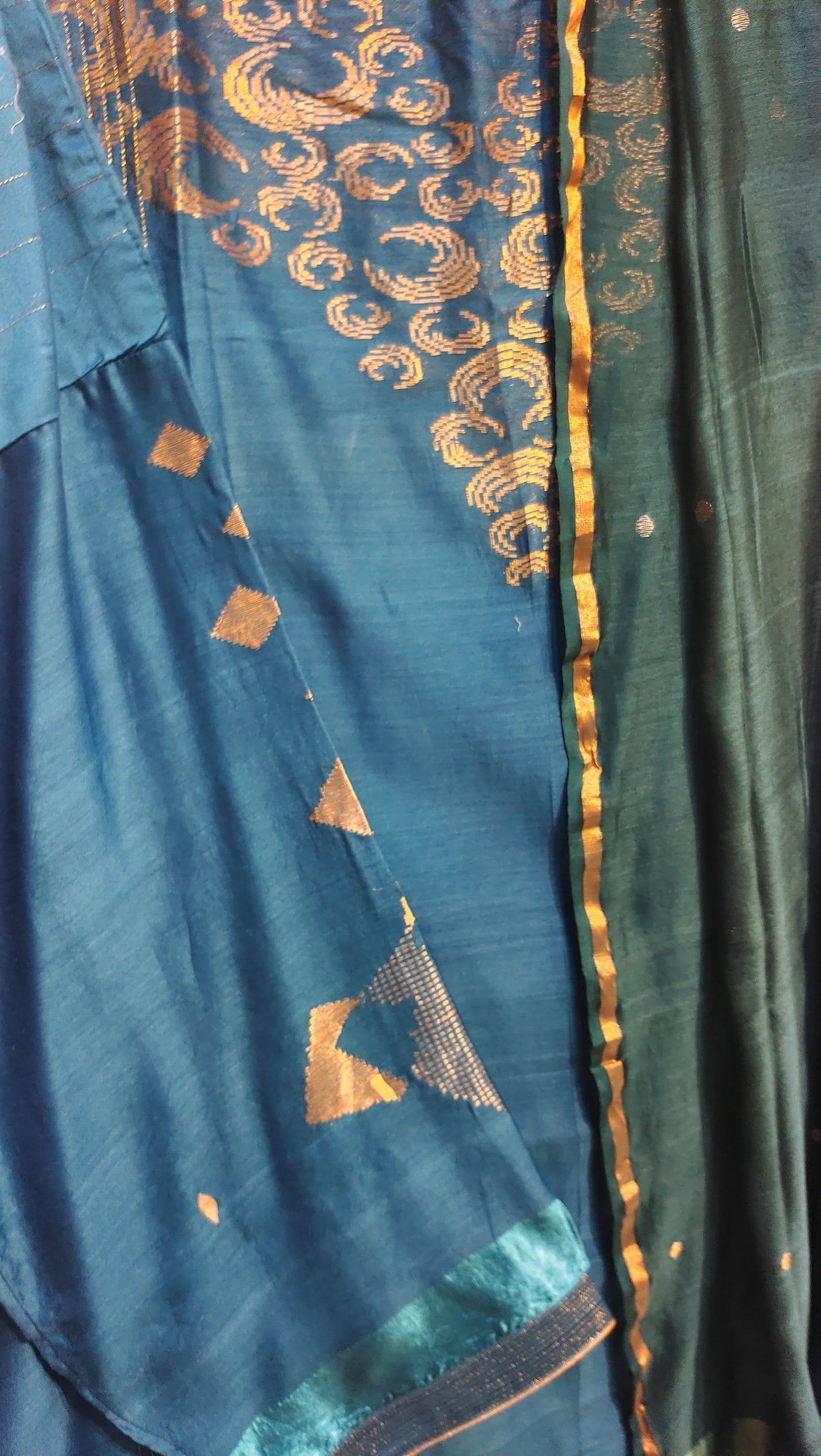 Semi Stitched Chanderi Formal Suitset