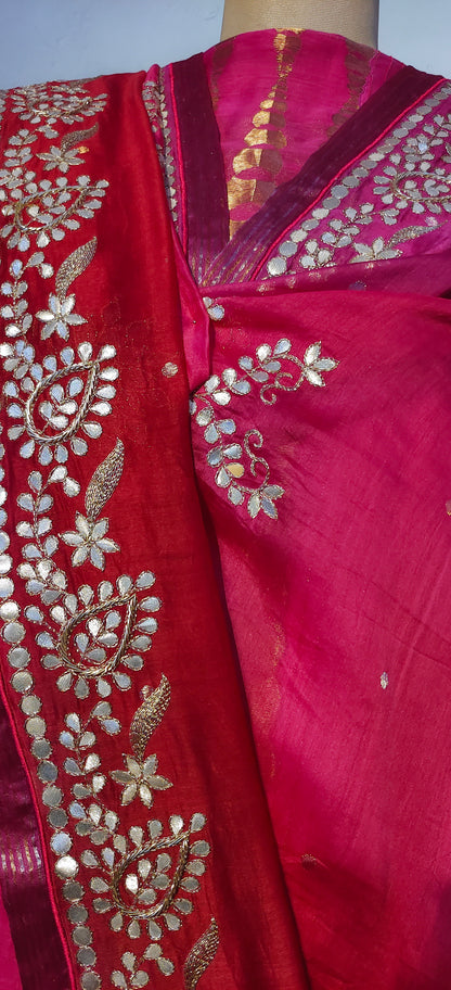 Semi Stitched Formal chanderi Suitset