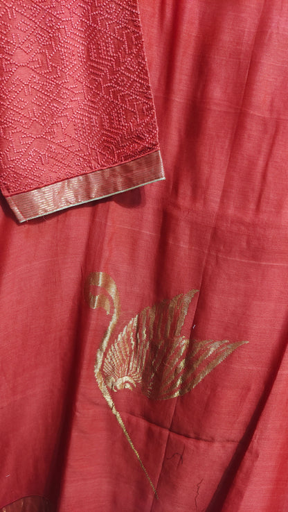 Semi Stitched Chanderi Formal Suitset