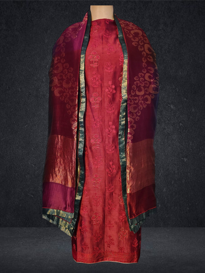Semi Stitched Formal chanderi Suitset