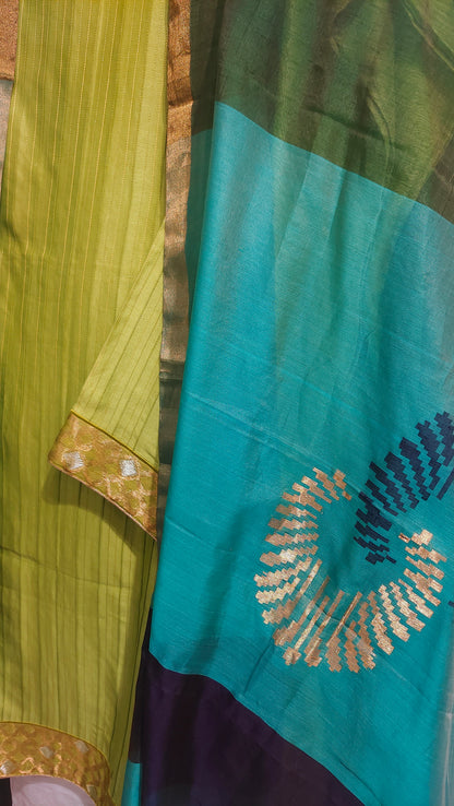 Semi Stitched Chanderi Formal Suitset