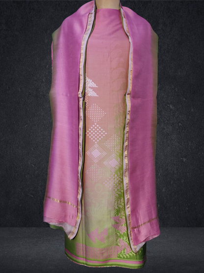 Semi Stitched Chanderi Casual Suitset