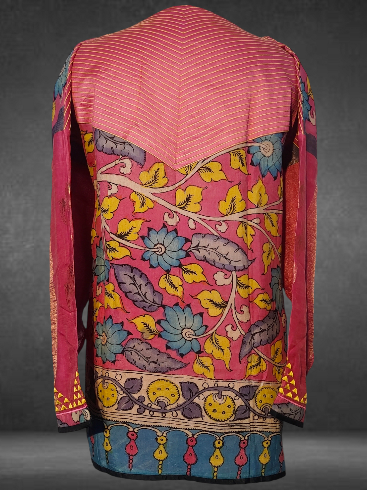 Semistitched Chanderi Kalamkari Short Tunic