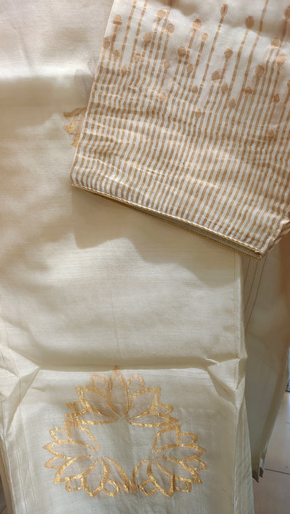 Semi Stitched Formal chanderi Suitset