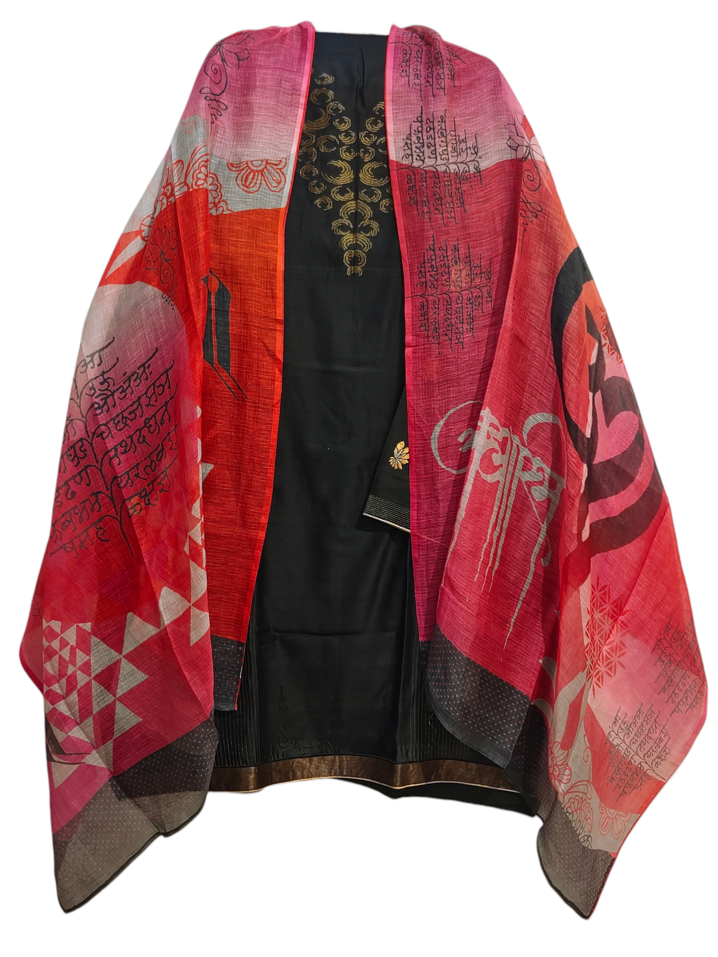 Semi Stitched Casual Chanderi Suitset