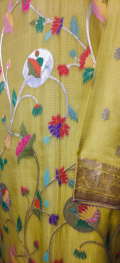 Semi Stitched Formal chanderi Kurta