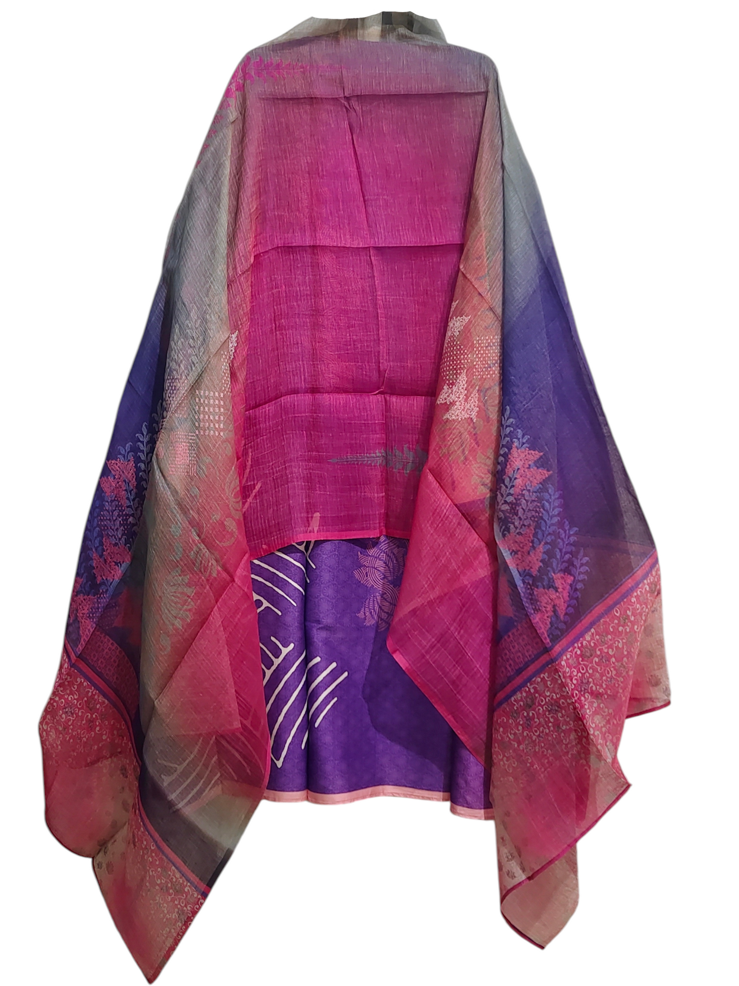 Semi Stitched Chanderi Casual Suitset