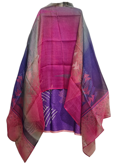 Semi Stitched Chanderi Casual Suitset