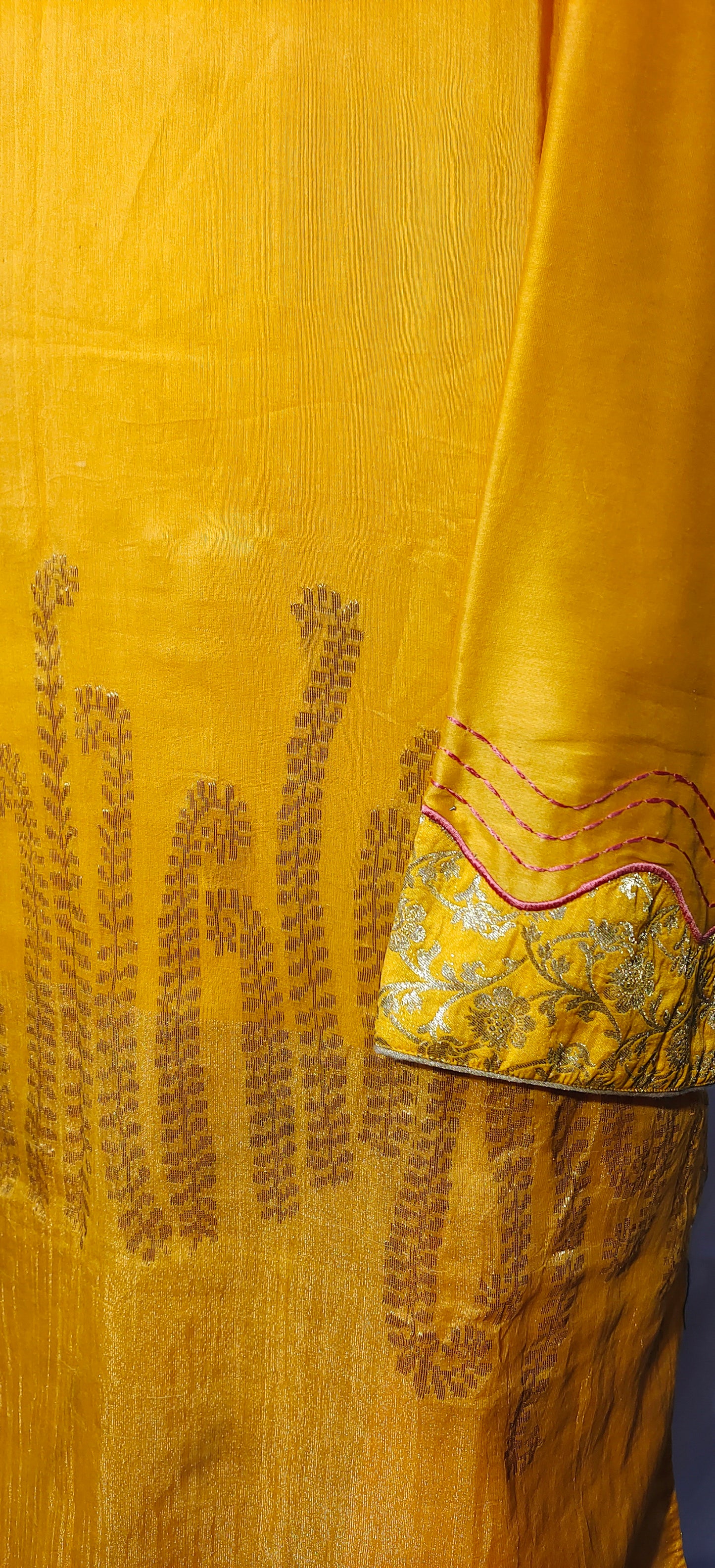 Semi Stitched Formal Chanderi kurta