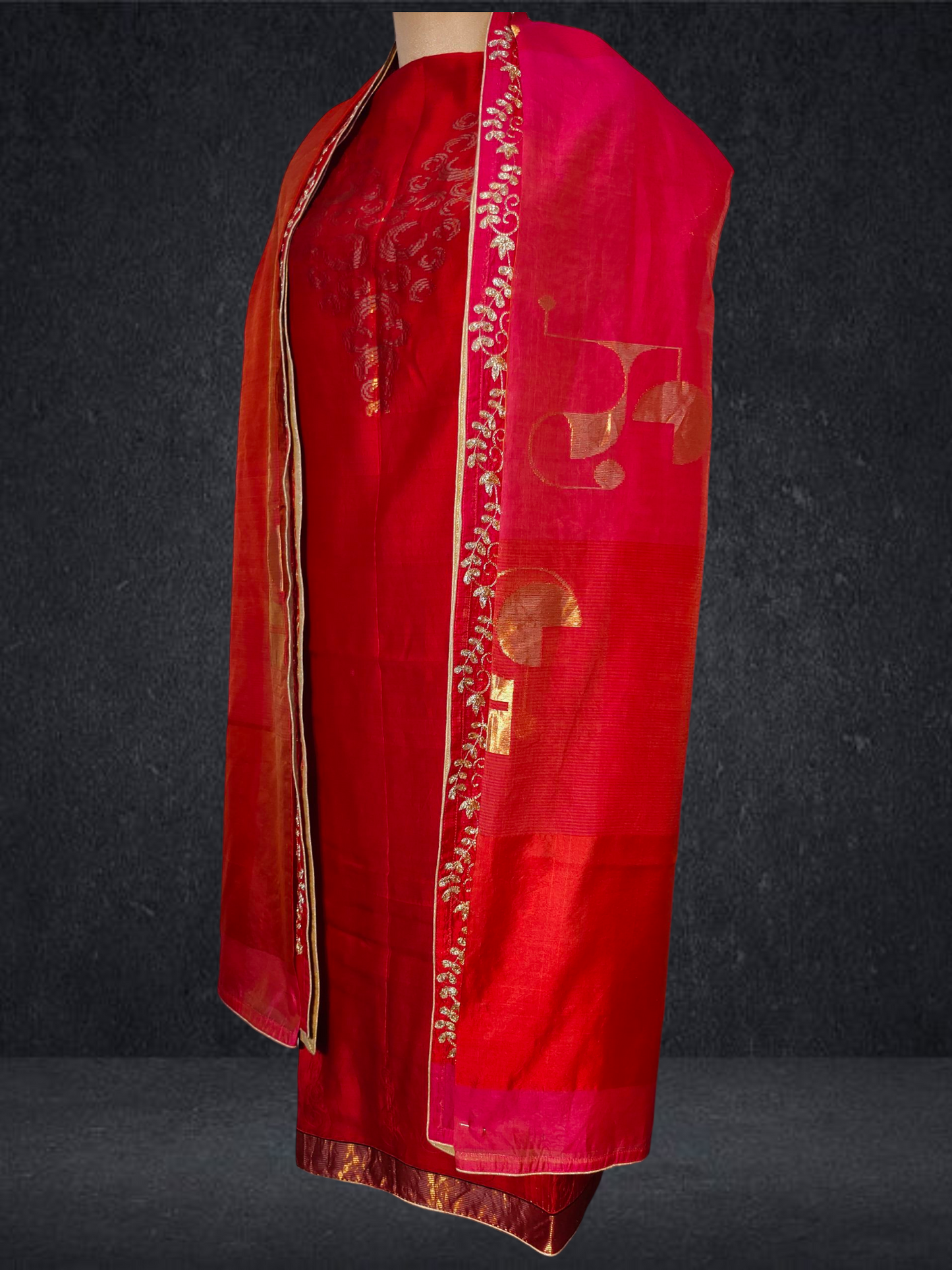 Semi Stitched Formal chanderi Suitset