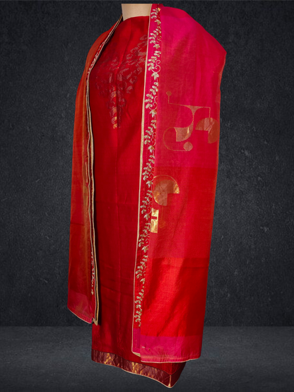 Semi Stitched Formal chanderi Suitset