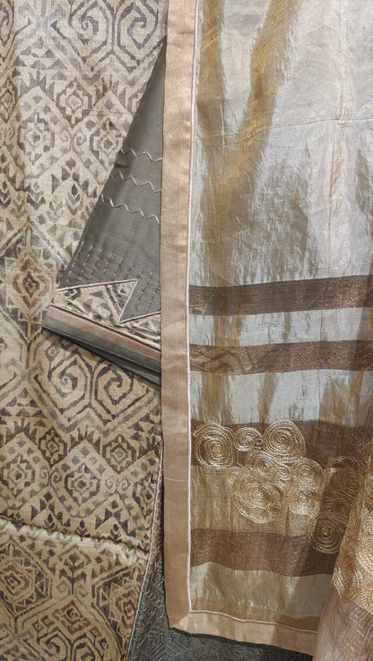 Semi Stitched Formal chanderi Suitset