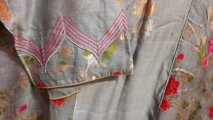 Semi Stitched Chanderi Formal Suitset
