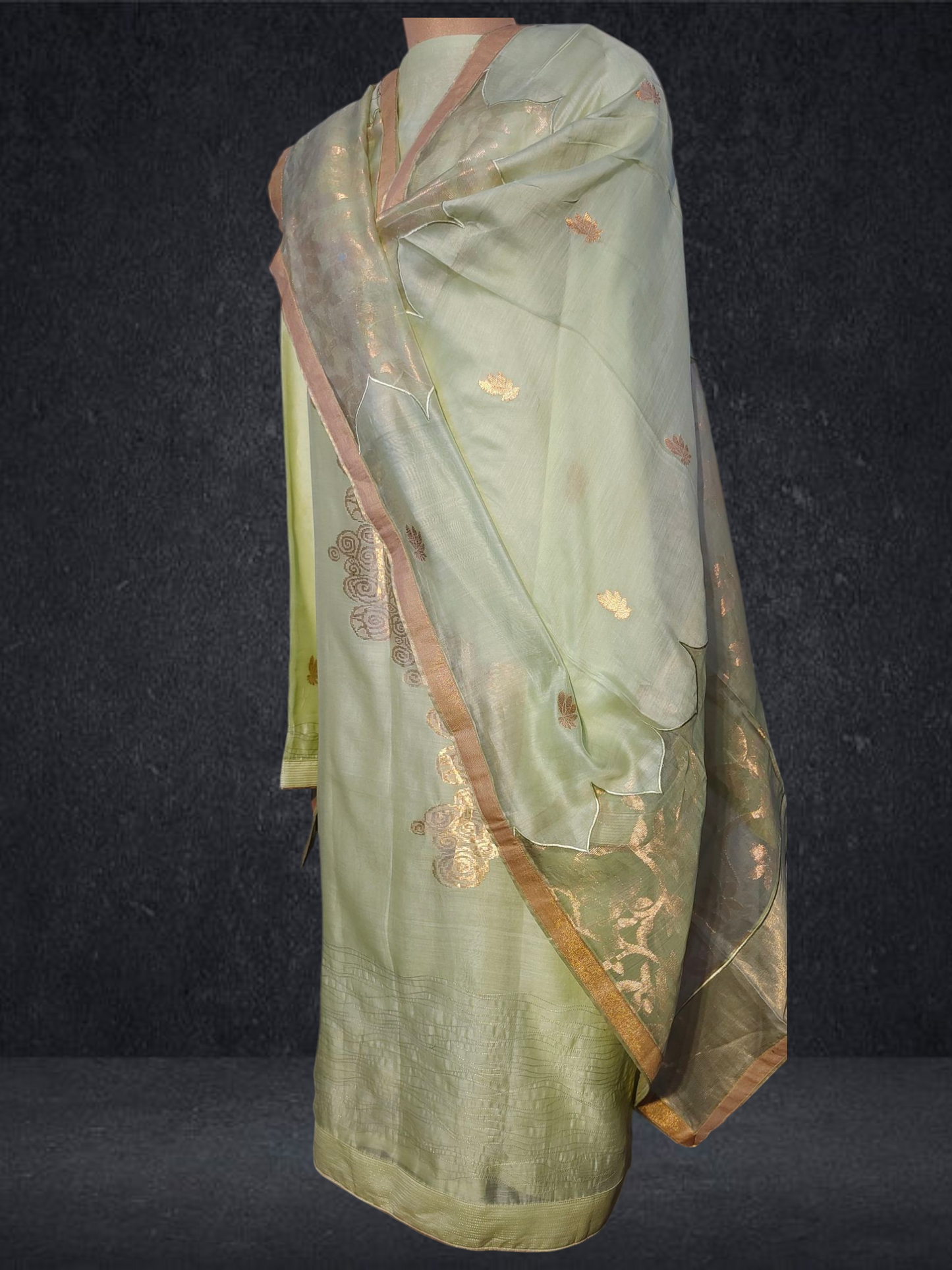 Semi Stitched Formal chanderi Suitset