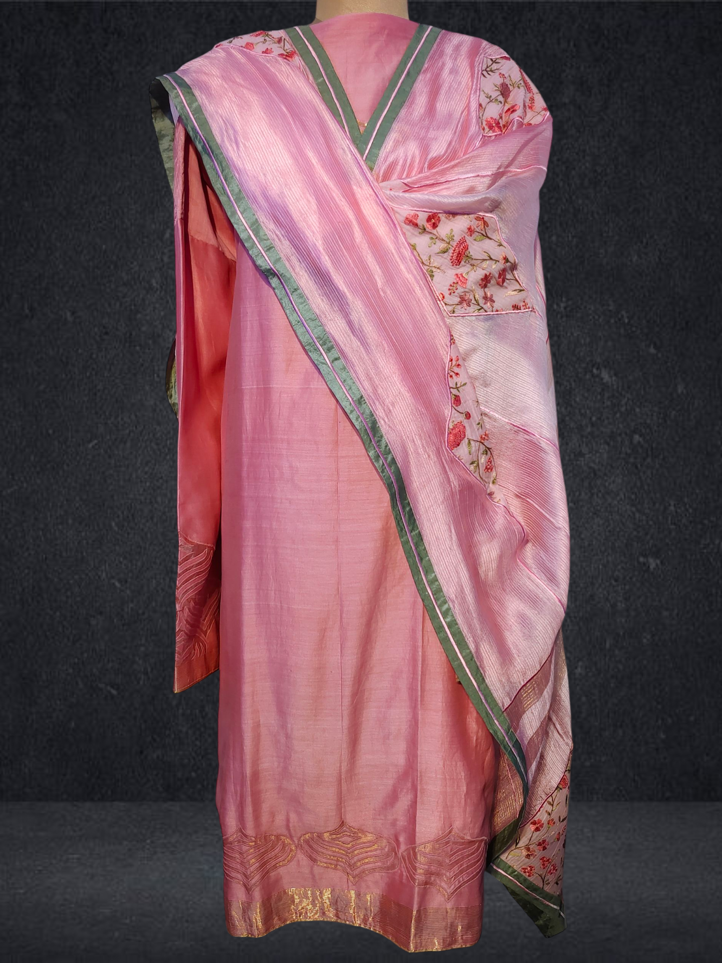 Semi Stitched Formal chanderi Suitset