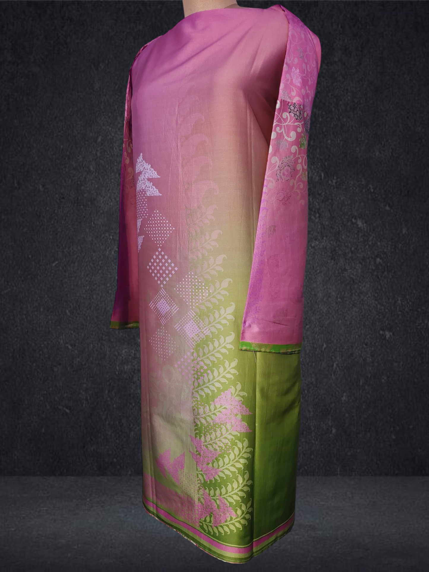 Semi Stitched Chanderi Casual Suitset