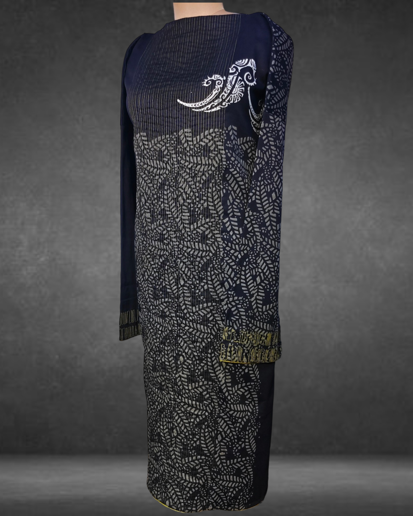 Semistitched Cotton Block Printed Kurta