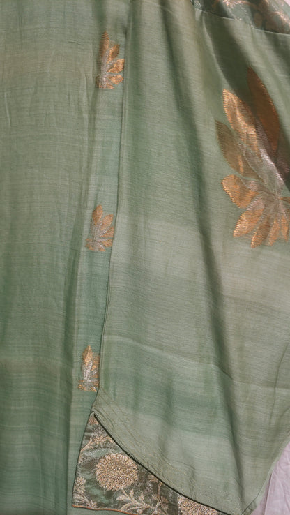 Semi Stitched Chanderi Formal Suitset