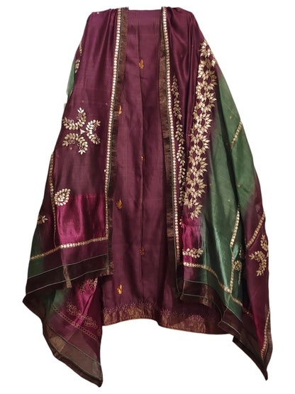 Semi Stitched Chanderi Formal Suitset