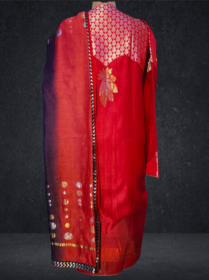 Semi Stitched Formal chanderi Suitset