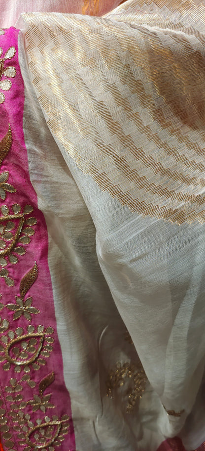 Formal Chanderi Zari Woven With Gota Saree
