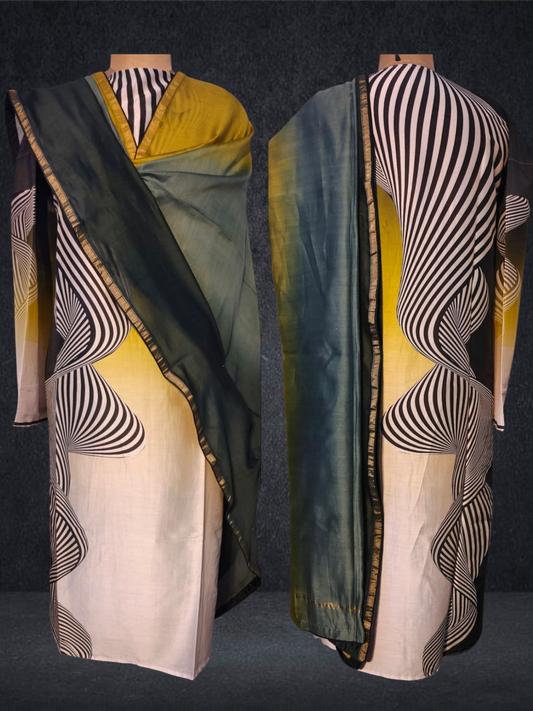 Semi Stitched Chanderi Casual Suitset