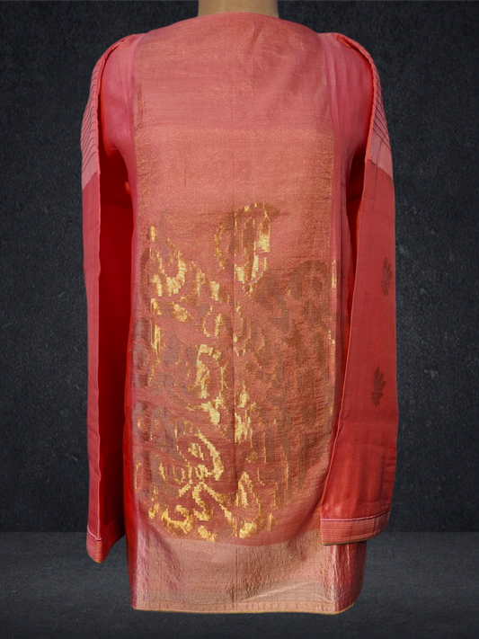 Semistitched Chanderi Zariwoven Short Tunic