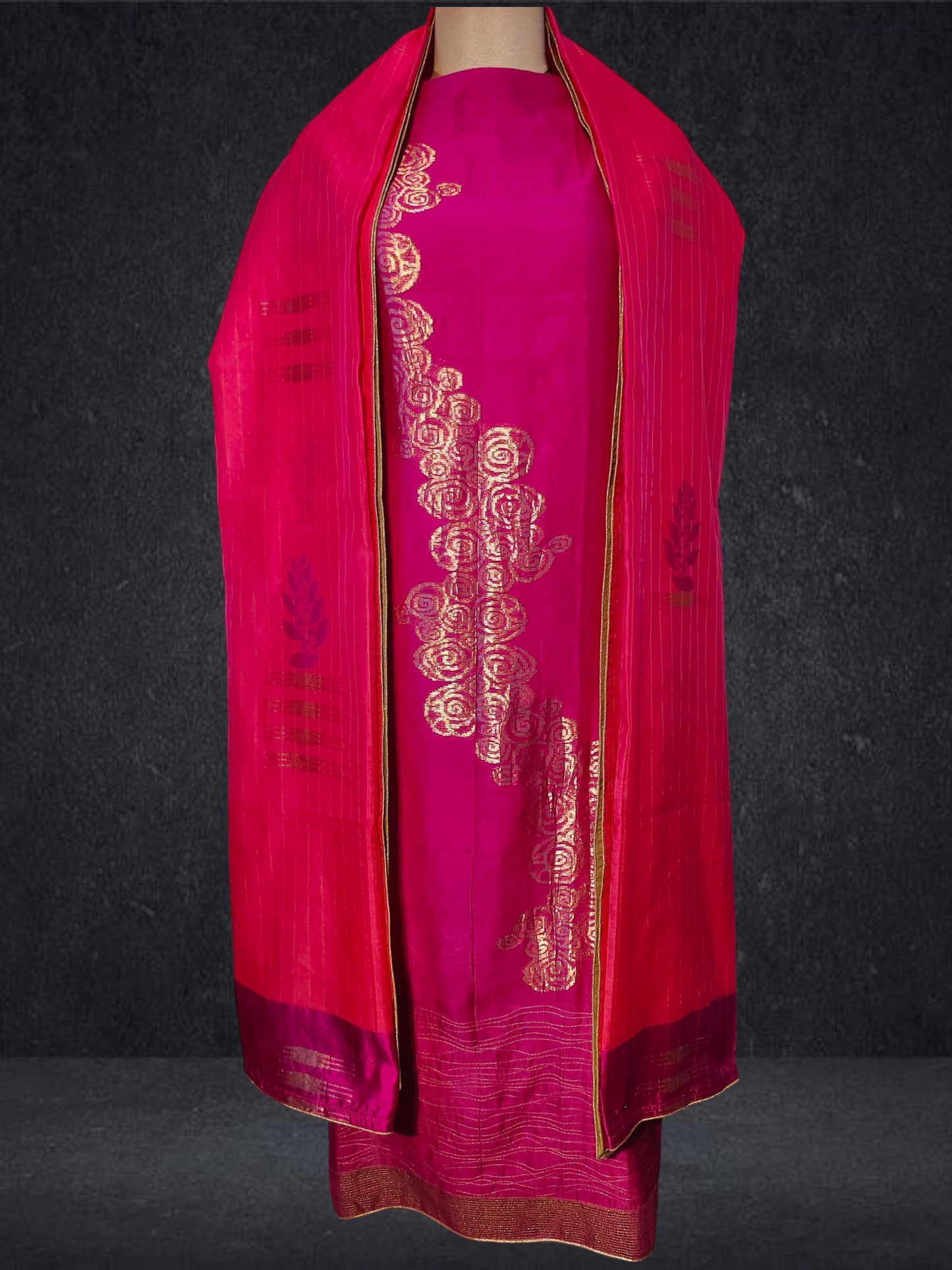 Semi Stitched Formal chanderi Suitset