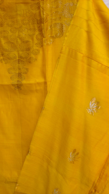 Semi Stitched Chanderi Formal Suitset