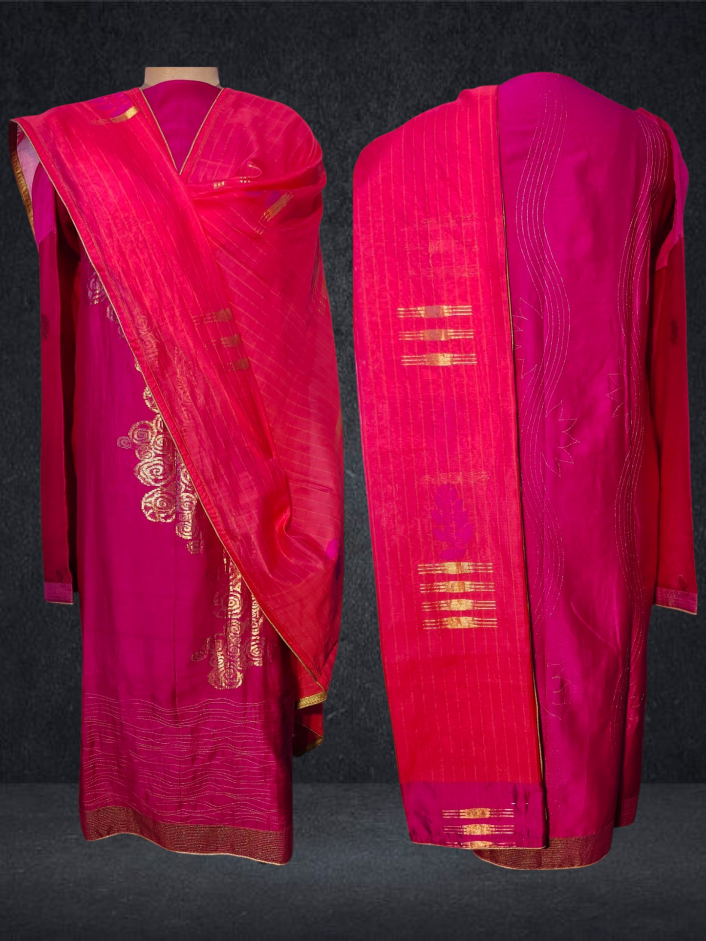 Semi Stitched Formal chanderi Suitset
