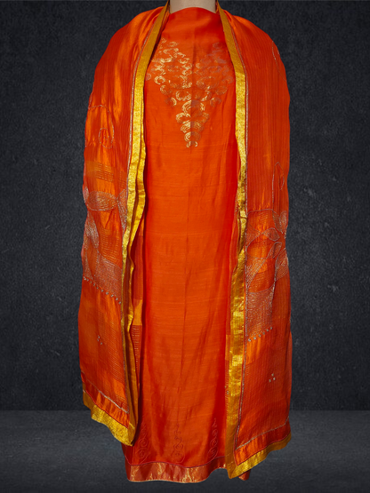 Semi Stitched Formal chanderi Suitset
