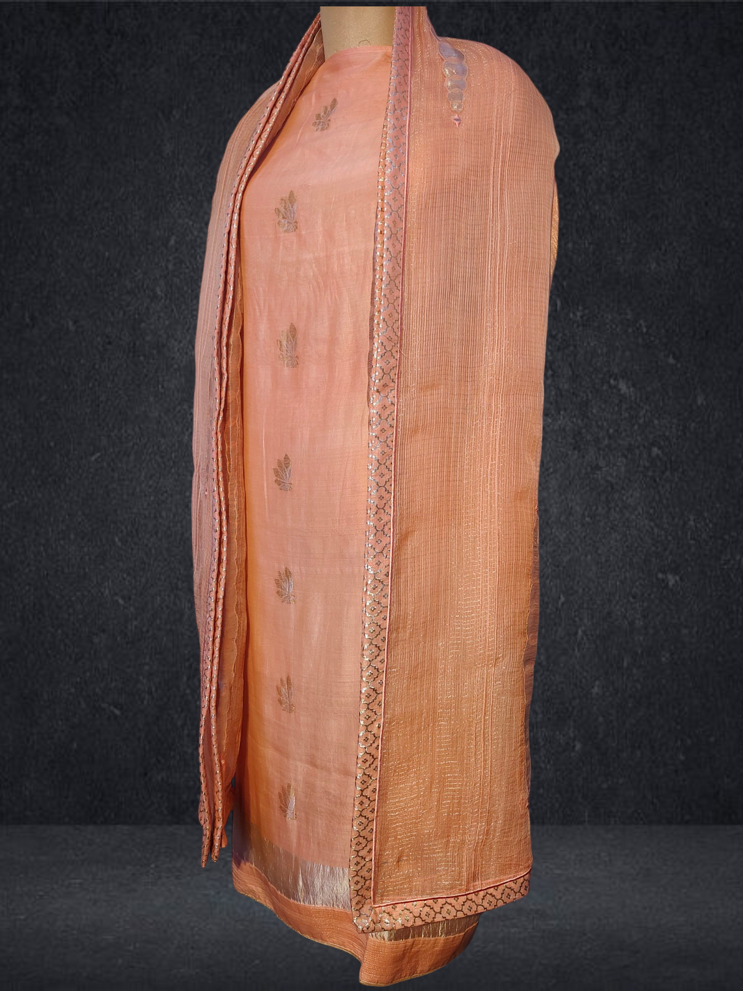 Semi Stitched Formal chanderi Suitset