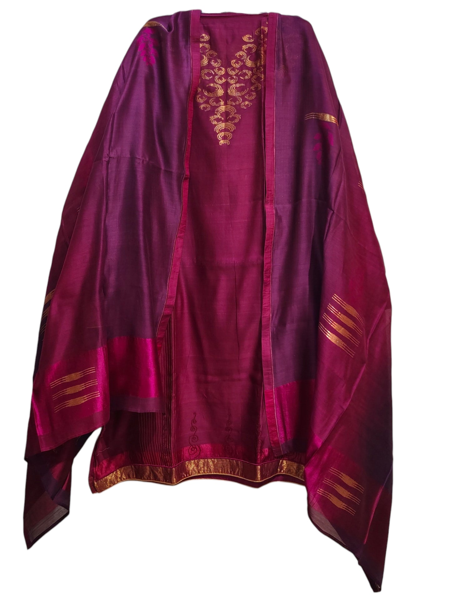 Semi Stitched Chanderi Formal Suitset