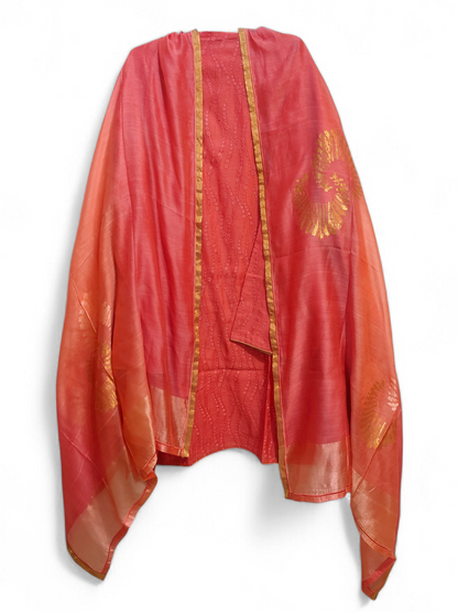 Semi Stitched Formal chanderi Suitset