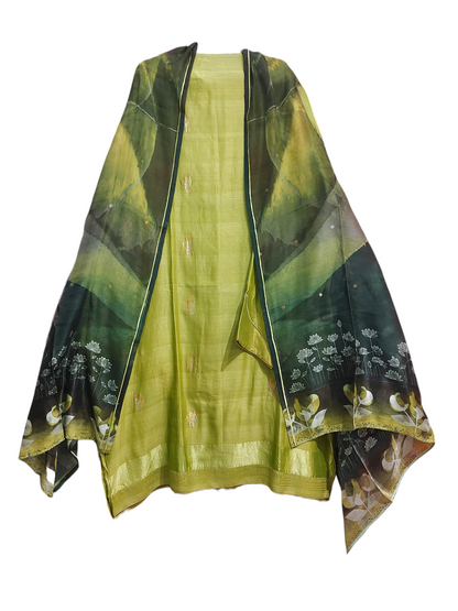 Semi Stitched Formal chanderi Suitset