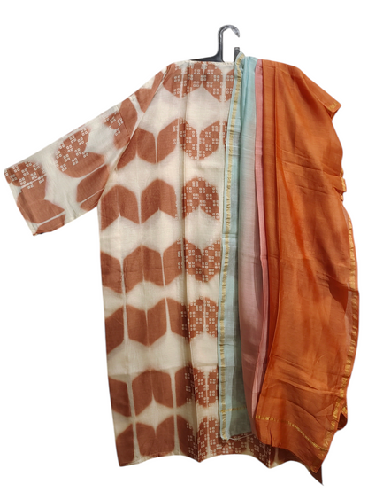 Semi Stitched Chanderi Casual Suitset