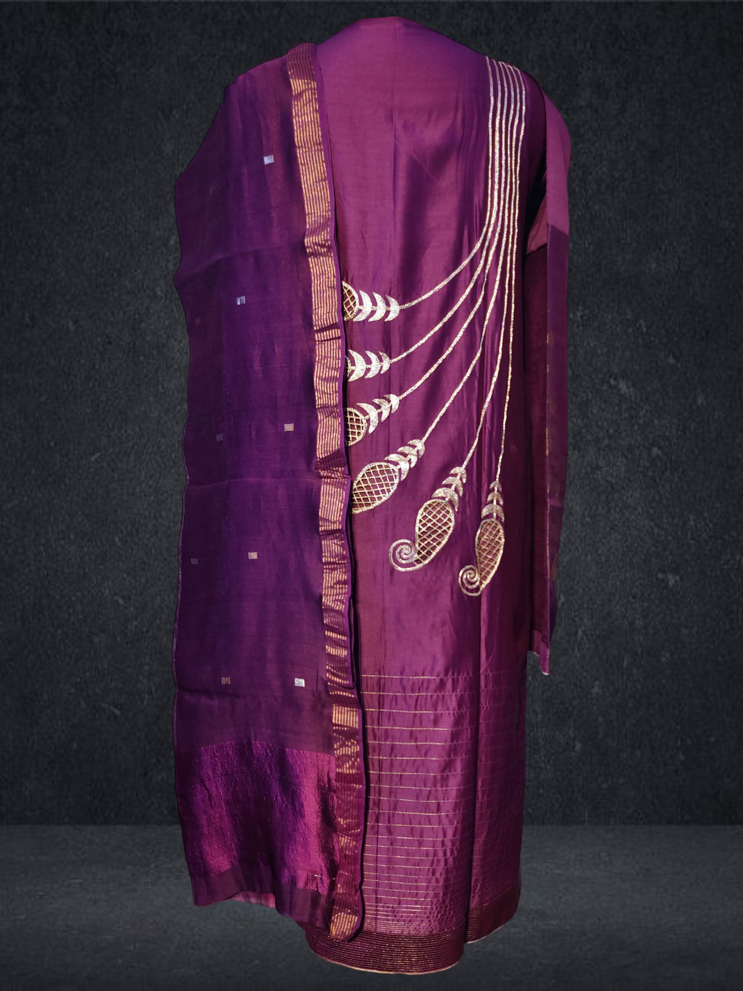 Semi Stitched Formal chanderi Suitset