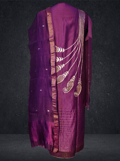 Semi Stitched Formal chanderi Suitset