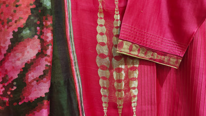Semi Stitched Chanderi Formal Suitset