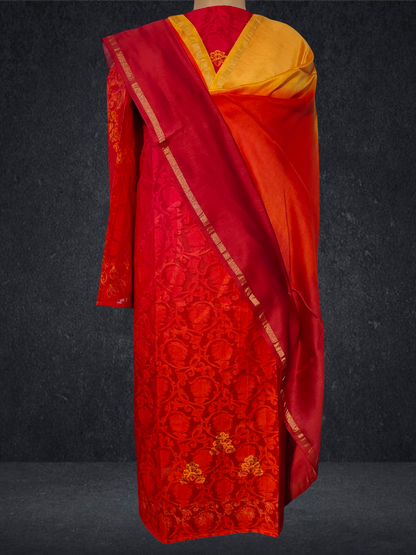 Semi Stitched Chanderi Casual Suitset