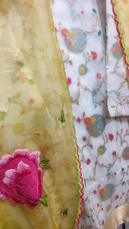 Semi Stitched Formal chanderi Suitset