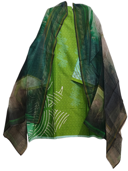 Semi Stitched Chanderi Casual Suitset