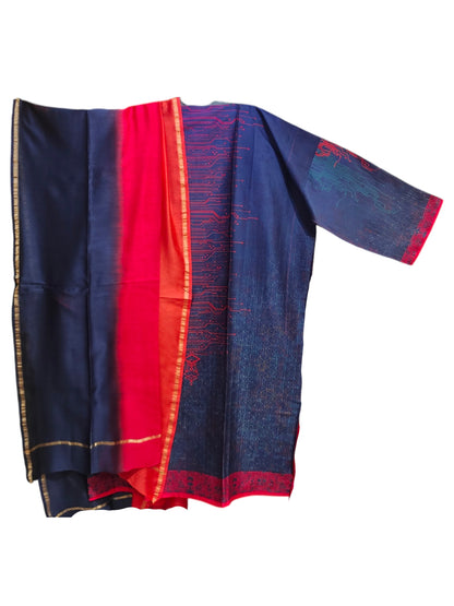 Semi Stitched Chanderi Casual Suitset
