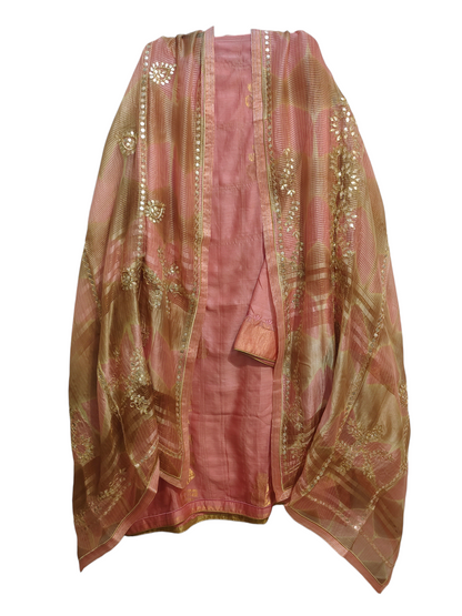 Semi Stitched Formal chanderi Suitset