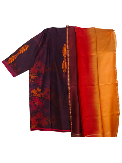 Semi Stitched Chanderi Casual Suitset