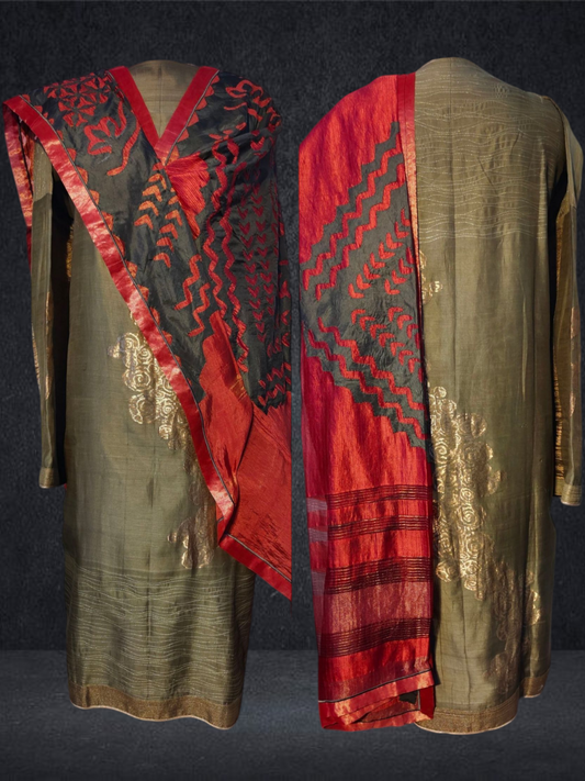 Semi Stitched Formal chanderi Suitset