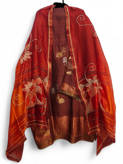 Semi Stitched Formal chanderi Suitset