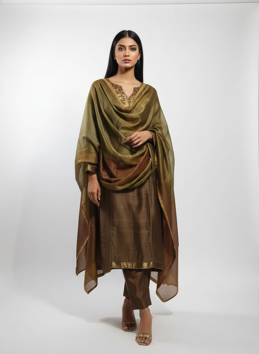 Semi Stitched Formal Chanderi Suitset