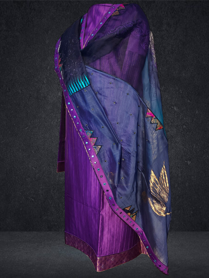 Semi Stitched Formal chanderi Suitset