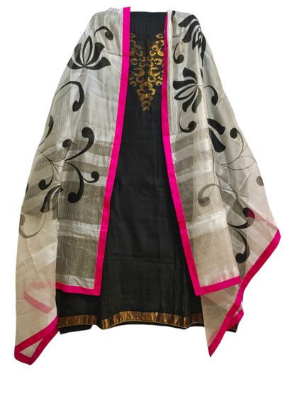 Semi Stitched Chanderi Formal Suitset